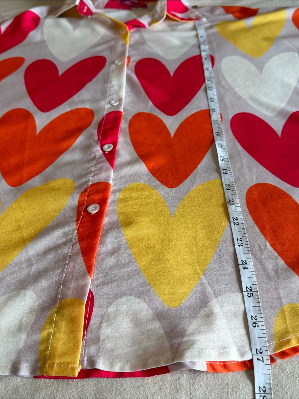 Mundefeis Long Dolman Sleeve Button Down - Rainbow Hearts - Picture 5 of 7